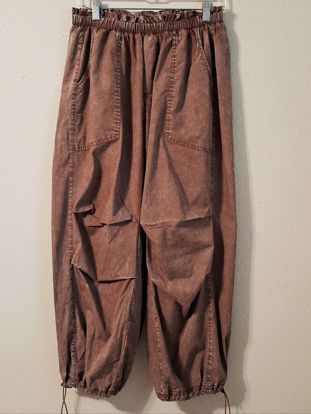 ee:some Brown Cargo Wide Leg Joggers Acid Wash Size Small Streetwear